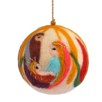 Armenian Felt Ornament with Hand-Embroidered Nativity Motif