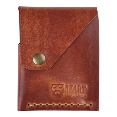 100% Leather Card Holder in Brown Handcrafted in Armenia