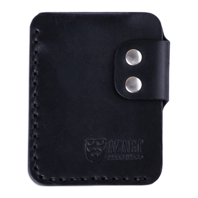 Black 100% Leather Card Holder Handcrafted in Armenia