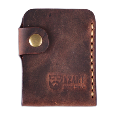 100% Genuine Leather Card Holder in Brown Made in Armenia