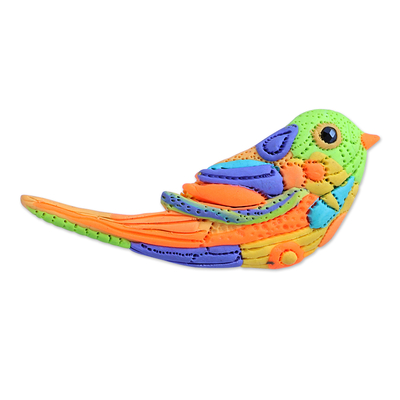 Colorful Bird-Shaped Polymer Clay Brooch Pin from Armenia