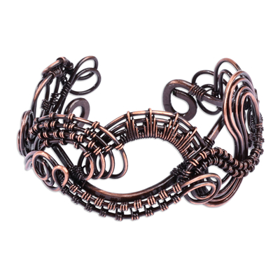Classic Antiqued Finished Copper Cuff Bracelet from Armenia