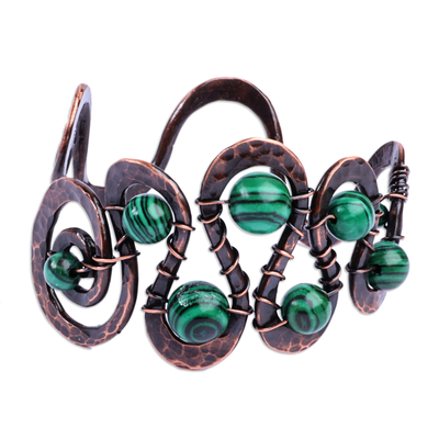 Antiqued-Finished Malachite and Copper Cuff Bracelet