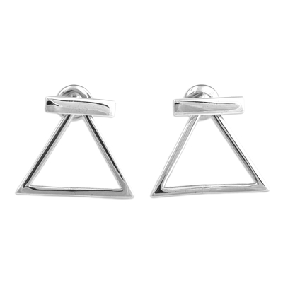 Geometric Minimalist Sterling Silver Button Earrings