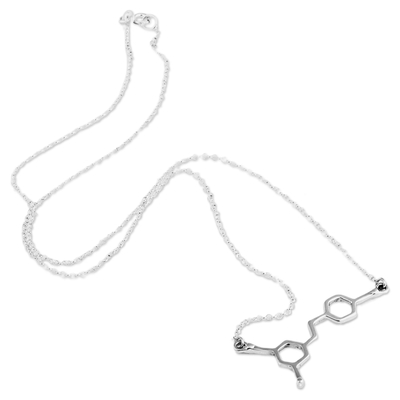 Geometric Wine Molecule Sterling Silver Pendant Necklace