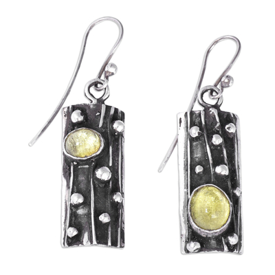 Sterling Silver Yellow Synthetic Sapphire Dangle Earrings