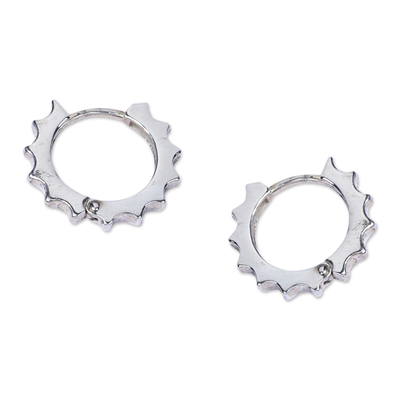 Sun-Themed Modern Sterling Silver Hoop Earrings from Armenia