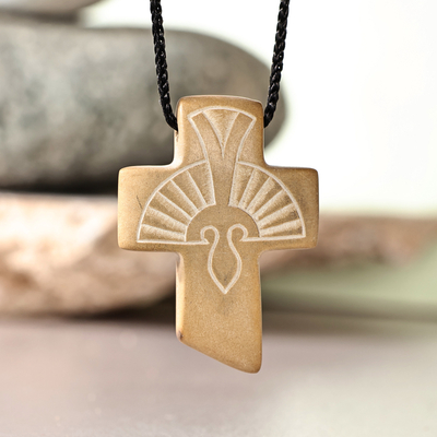 Traditional Stone Cross Pendant Necklace from Armenia