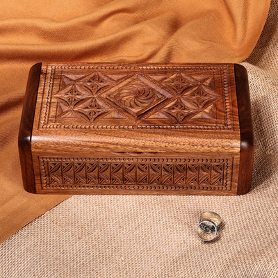 Hand-Carved Traditional Armenian-Themed Wood Jewelry Box