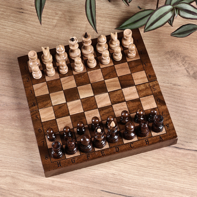 Wood Mini Chess Game Set Hand Carved in Armenia
