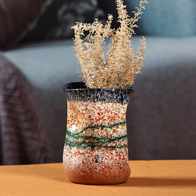 Handcrafted Modern Warm-Toned Ceramic Semi-Bouquet Vase