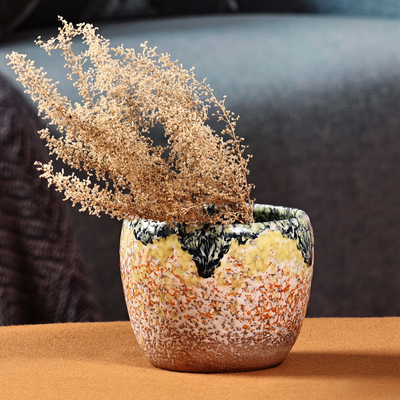Handcrafted Modern Warm-Toned Ceramic Bowl Vase