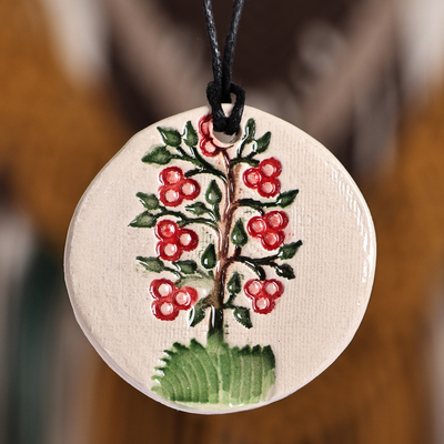 Hand-Painted Classic Tree of Life Ceramic Pendant Necklace