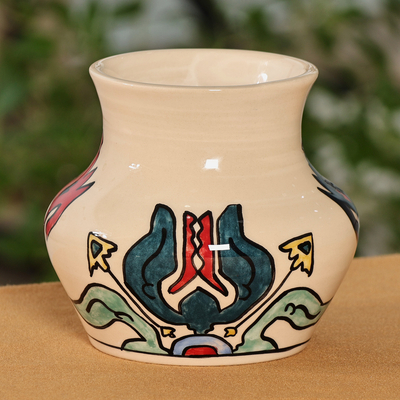 Floral-Inspired Traditional Ivory Ceramic Mini Vase