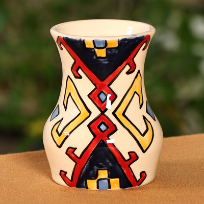 Handcrafted Artsakh-Patterned Ceramic Mini Vase from Armenia