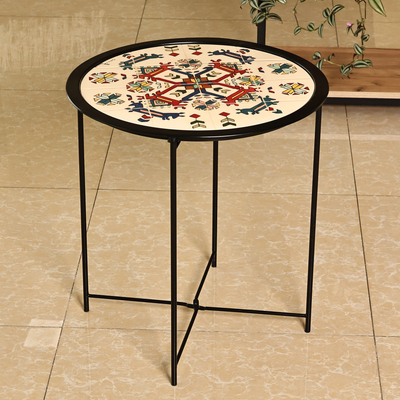 Classic-Themed Geometric-Patterned Ceramic Coffee Table