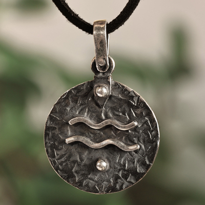 Sterling Silver Aquarius Zodiac Sign Pendant Necklace