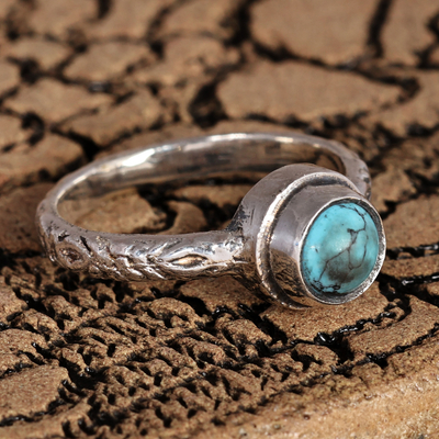 Sterling Silver Reconstituted Turquoise Single Stone Ring