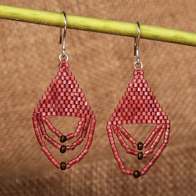 Bohemian Red Glass Beaded Dangle Earrings Crafted in Armenia