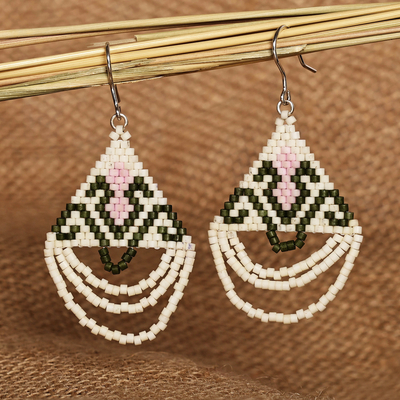 Traditional Armenian Handmade Glass Beaded Dangle Earrings