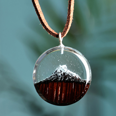 Mount Ararat-Themed Apricot Wood and Resin Pendant Necklace