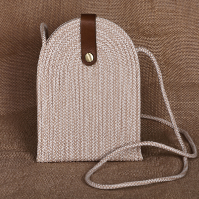 Classic Woven Ivory Cotton Blend Cell Phone Shoulder Bag