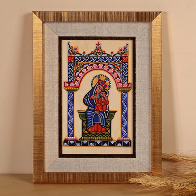 Armenian-Inspired Virgin Mary and Jesus Acrylic Painting