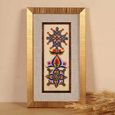 Traditional Armenian-Made Khachkar Cross Acrylic Painting