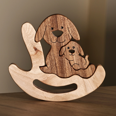 Armenian Handmade Dog-Themed 3-Piece Wood Puzzle Sculpture