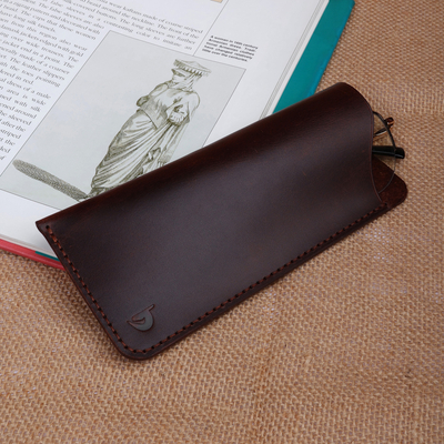 Cocoa Brown 100% Leather Eyeglass Case Crafted in Armenia