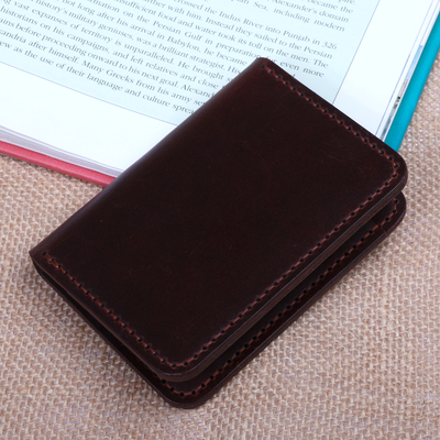 Dark Brown 100% Leather Bi-Fold Card Holder Made in Armenia