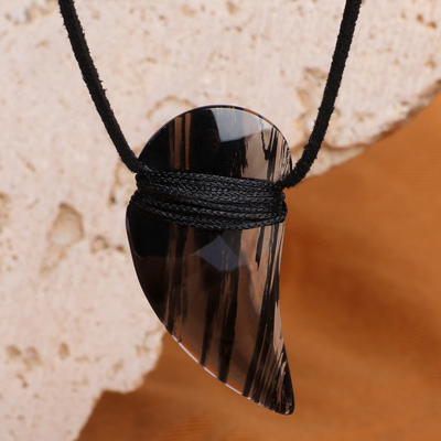 Artisan-Made Bohemian Unisex Brown Obsidian Pendant Necklace