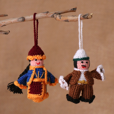 Artisan Handmade Set of 2 Kars-Themed 100% Cotton Ornaments