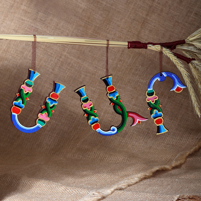 Artisan-Made 3-Piece Armenian Mountain Alphabet Ornament Set