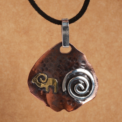 Oxidized Multi-Metal Ram Pendant Necklace Made in Armenia