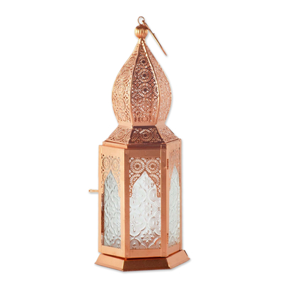 Copper Toned Tall Hanging Lantern