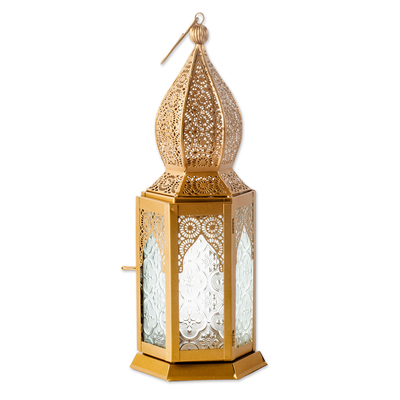 Gold Toned Hanging Tea Light Lantern