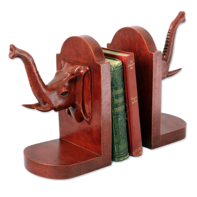 Hand Carved Cedar Wood Bookends (Pair)