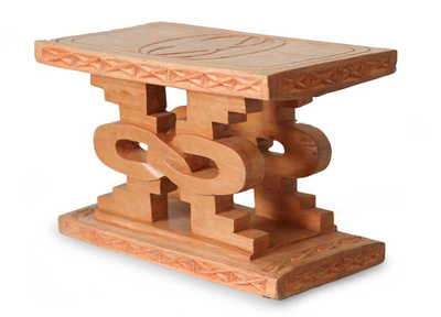 Mahogany wood stool ottoman