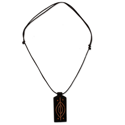 Handmade African Wood Pendant Necklace