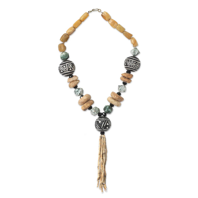 Jasper and terracotta beaded necklace
