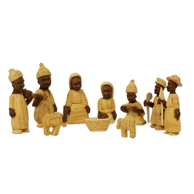 African Themed Nativity Scene Crafted by Hand (Set of 10)