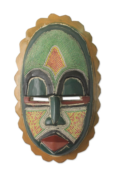 African Mask Hand Carved Wood Recycled Beads