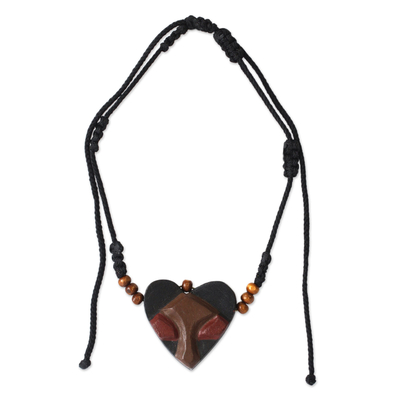 African Heart Mask Necklace for Men