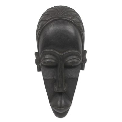 African Mask Hand Carved Sese Wood from Ghana