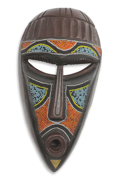African Beaded Wood Handcrafted Mask