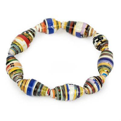 Multicolor Handmade Bracelet with Recycled Paper Beads
