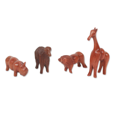 Artisan Crafted African Wildlife Sculptures (Set of 4)