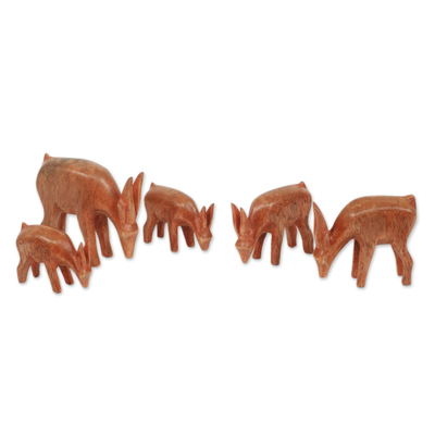Artisan Crafted African Antelope Sculptures (Set of 5)