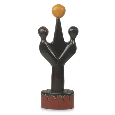 Unique Hand Carved African Wooden Unity Sculpture